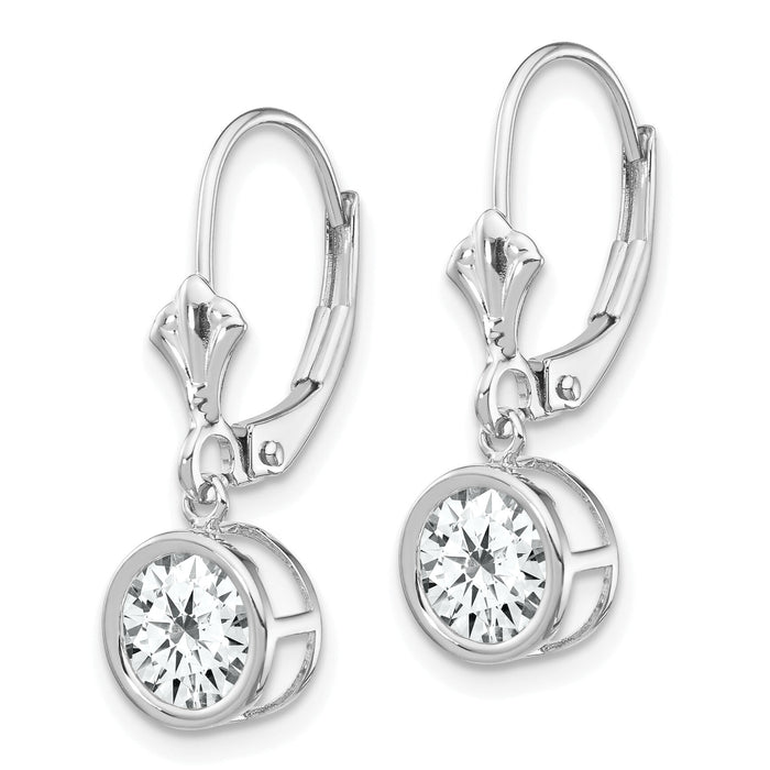 14k White Gold 6mm Cubic Zirconia Leverback Earrings-XLB101WCZ
