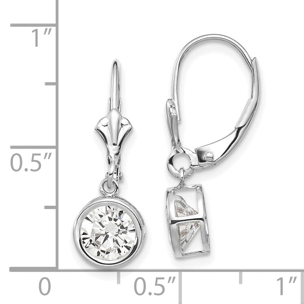 14k White Gold 6mm Cubic Zirconia Leverback Earrings-XLB101WCZ