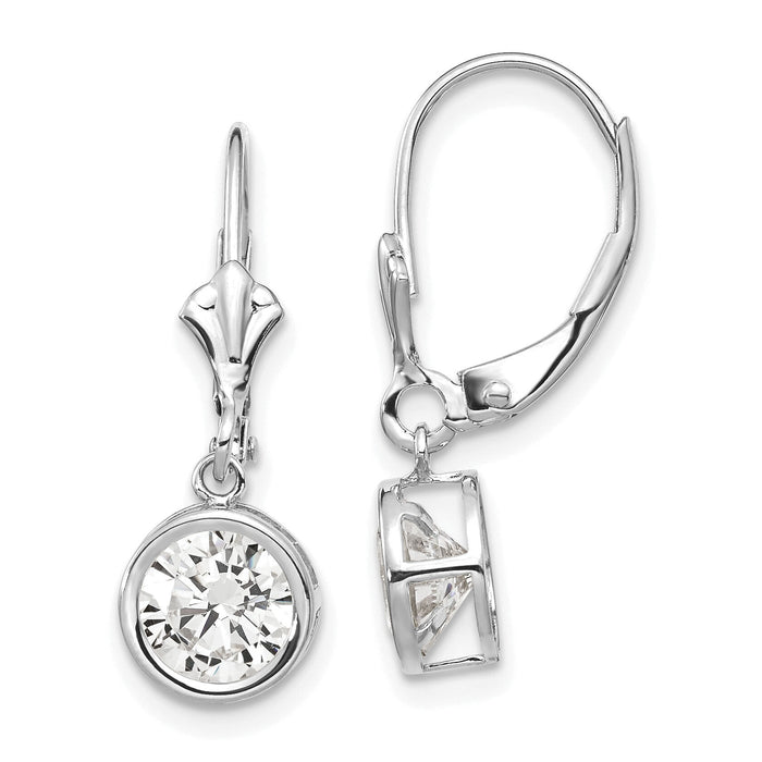 14k White Gold 6mm Cubic Zirconia Leverback Earrings-XLB101WCZ