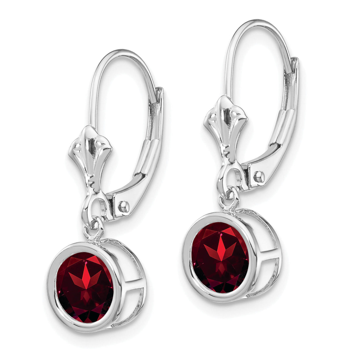 14k White Gold 6mm Garnet Leverback Earrings-XLB101WGA