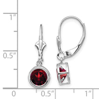 14k White Gold 6mm Garnet Leverback Earrings-XLB101WGA