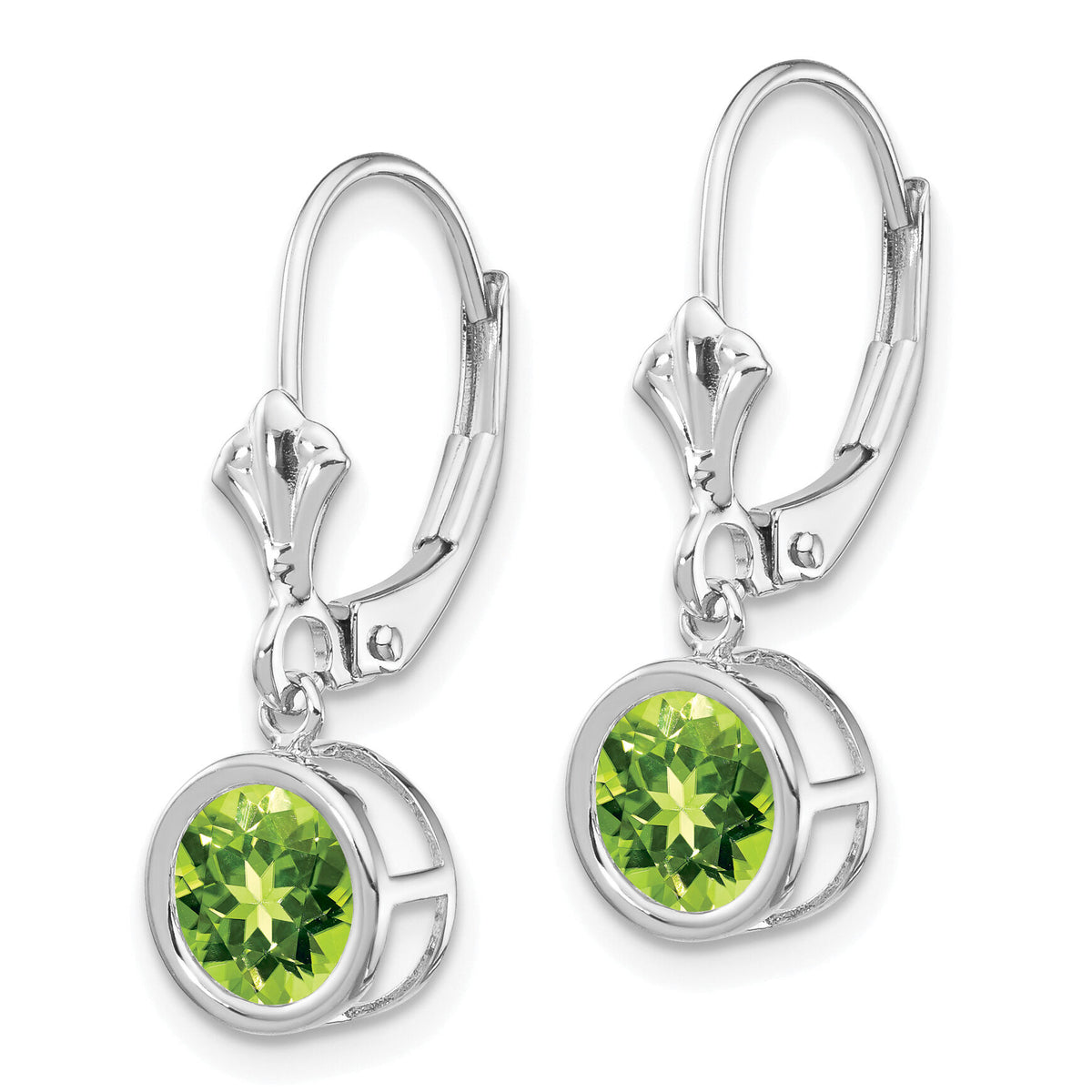 14k White Gold 6mm Peridot Leverback Earrings-XLB101WPE