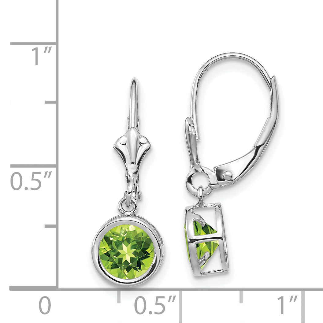 14k White Gold 6mm Peridot Leverback Earrings-XLB101WPE