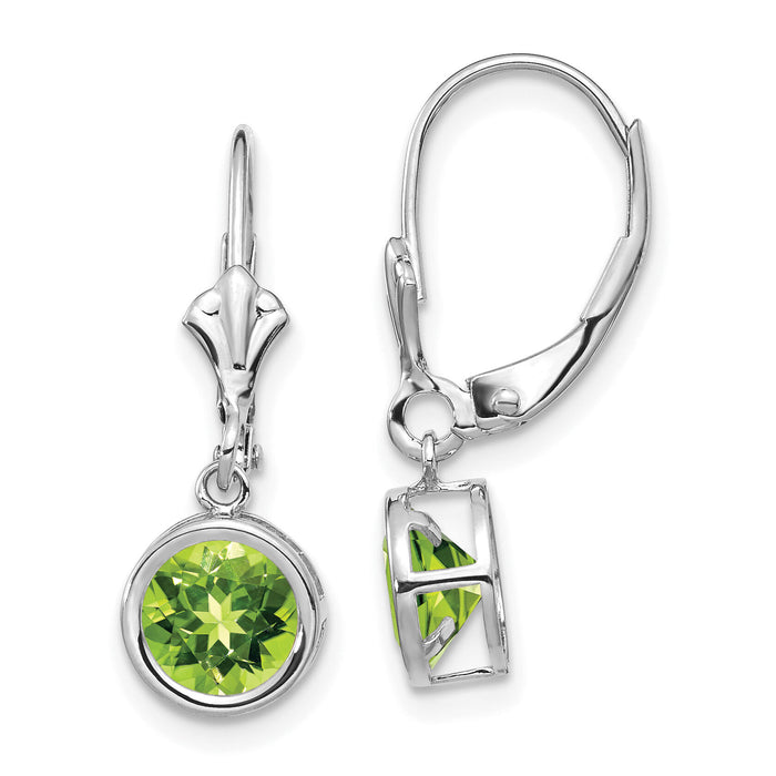 14k White Gold 6mm Peridot Leverback Earrings-XLB101WPE