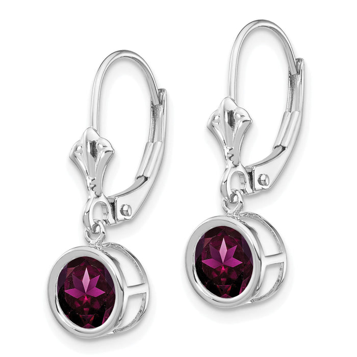 14k White Gold 6mm Rhodolite Garnet Leverback Earrings-XLB101WRG