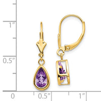 14k 8x5mm Amethyst Dangle Earrings-XLB103AM