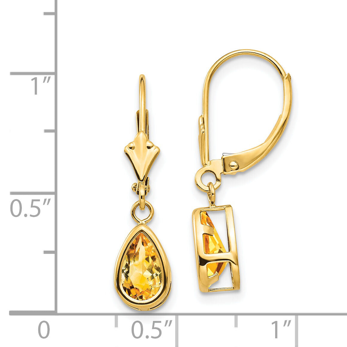 14k 8x5mm Pear Citrine Leverback Earrings-XLB103CI