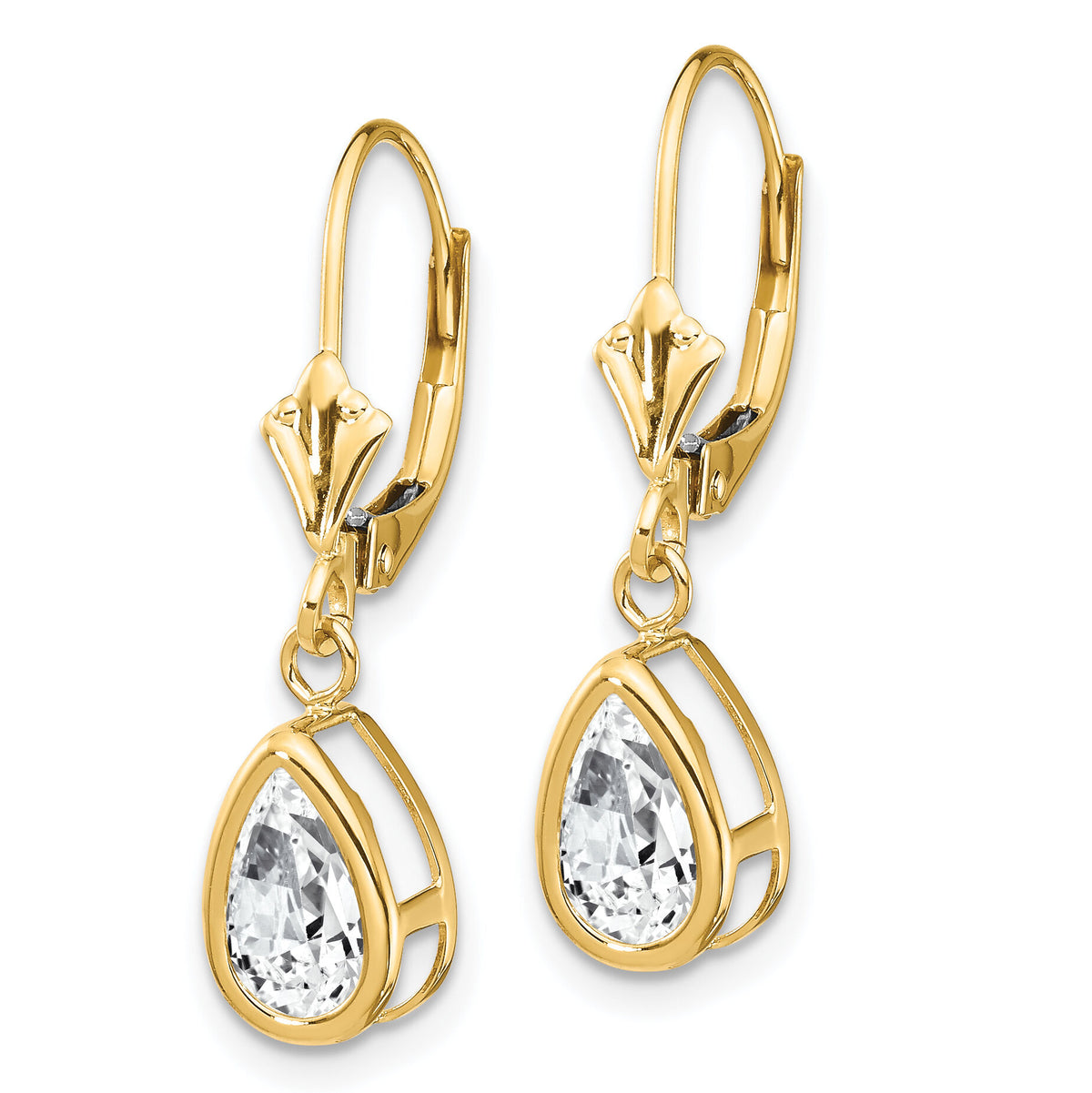 14k 8x5mm Pear Cubic Zirconia Leverback Earrings-XLB103CZ