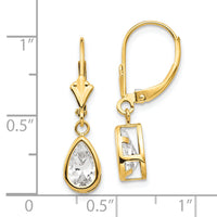 14k 8x5mm Pear Cubic Zirconia Leverback Earrings-XLB103CZ