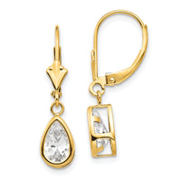 14k 8x5mm Pear Cubic Zirconia Leverback Earrings-XLB103CZ