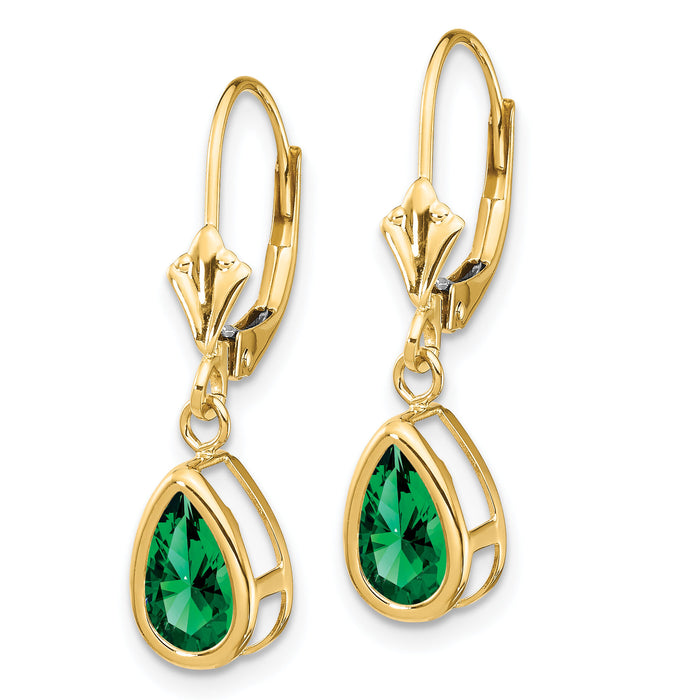 14k 8x5mm Pear Mount St. Helens Leverback Earrings-XLB103MS