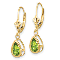 14k 8x5mm Pear Peridot Leverback Earrings-XLB103PE