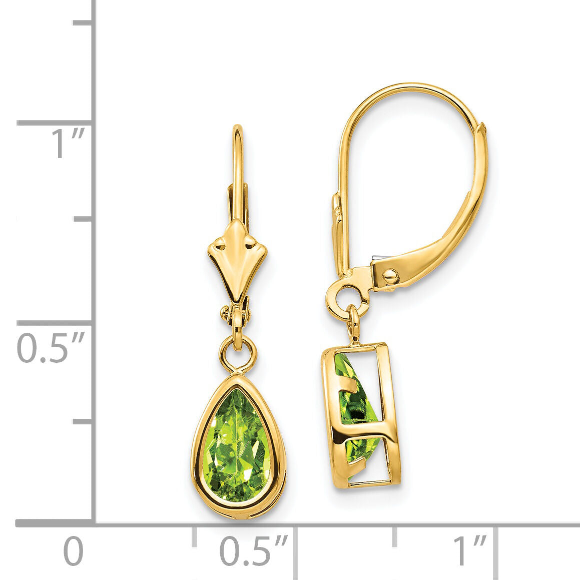14k 8x5mm Pear Peridot Leverback Earrings-XLB103PE