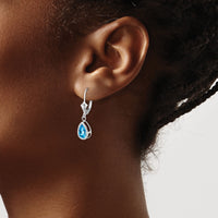 14k White Gold 8x5mm Pear Blue Topaz Leverback Earrings-XLB103WBT