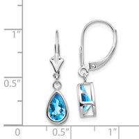 14k White Gold 8x5mm Pear Blue Topaz Leverback Earrings-XLB103WBT