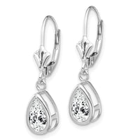14k White Gold 8x5mm Pear Cubic Zirconia Leverback Earrings-XLB103WCZ