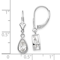 14k White Gold 8x5mm Pear Cubic Zirconia Leverback Earrings-XLB103WCZ