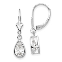14k White Gold 8x5mm Pear Cubic Zirconia Leverback Earrings-XLB103WCZ