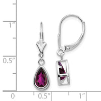 14k White Gold 8x5mm Pear Rhodolite Garnet Leverback Earrings-XLB103WRG