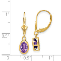 14k 7x5mm Oval Amethyst Leverback Earrings-XLB106AM