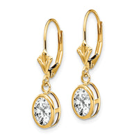 14k 7x5mm Oval Cubic Zirconia Leverback Earrings-XLB106CZ