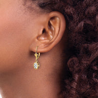 14k 7x5mm Oval Cubic Zirconia Leverback Earrings-XLB106CZ