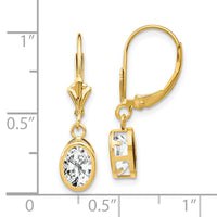14k 7x5mm Oval Cubic Zirconia Leverback Earrings-XLB106CZ