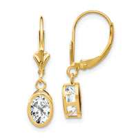 14k 7x5mm Oval Cubic Zirconia Leverback Earrings-XLB106CZ