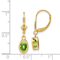 14k 7x5mm Oval Peridot Leverback Earrings-XLB106PE