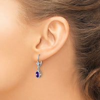 14k White Gold 7x5mm Oval Amethyst Leverback Earrings-XLB106WAM