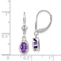 14k White Gold 7x5mm Oval Amethyst Leverback Earrings-XLB106WAM