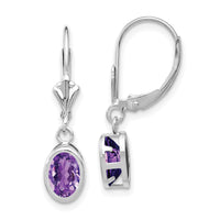 14k White Gold 7x5mm Oval Amethyst Leverback Earrings-XLB106WAM