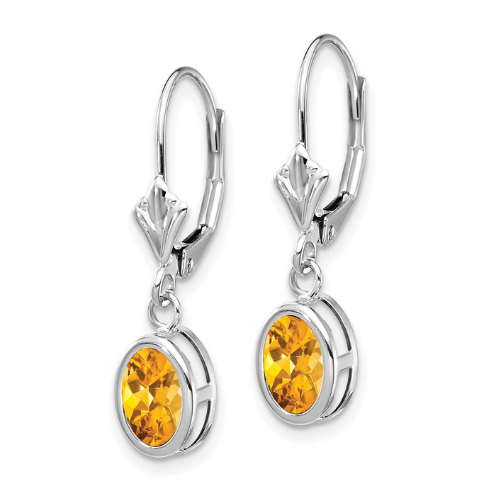 14kw Citrine Oval Leverback Earrings-XLB106WCI