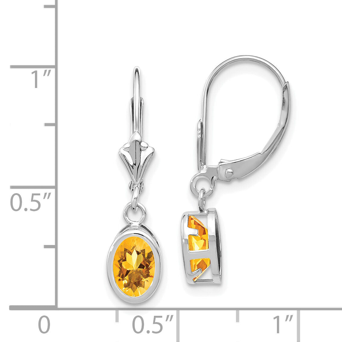14kw Citrine Oval Leverback Earrings-XLB106WCI