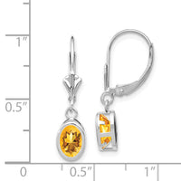 14kw Citrine Oval Leverback Earrings-XLB106WCI