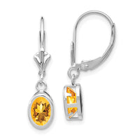14kw Citrine Oval Leverback Earrings-XLB106WCI