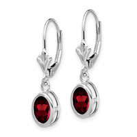 14k White Gold 7x5mm Oval Garnet Leverback Earrings-XLB106WGA