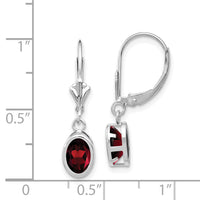 14k White Gold 7x5mm Oval Garnet Leverback Earrings-XLB106WGA