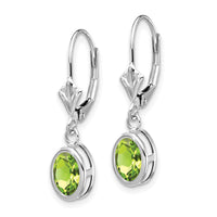 14k White Gold 7x5mm Oval Peridot Leverback Earrings-XLB106WPE