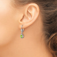 14k White Gold 7x5mm Oval Peridot Leverback Earrings-XLB106WPE