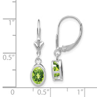 14k White Gold 7x5mm Oval Peridot Leverback Earrings-XLB106WPE