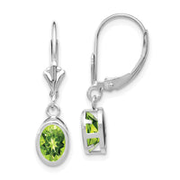 14k White Gold 7x5mm Oval Peridot Leverback Earrings-XLB106WPE