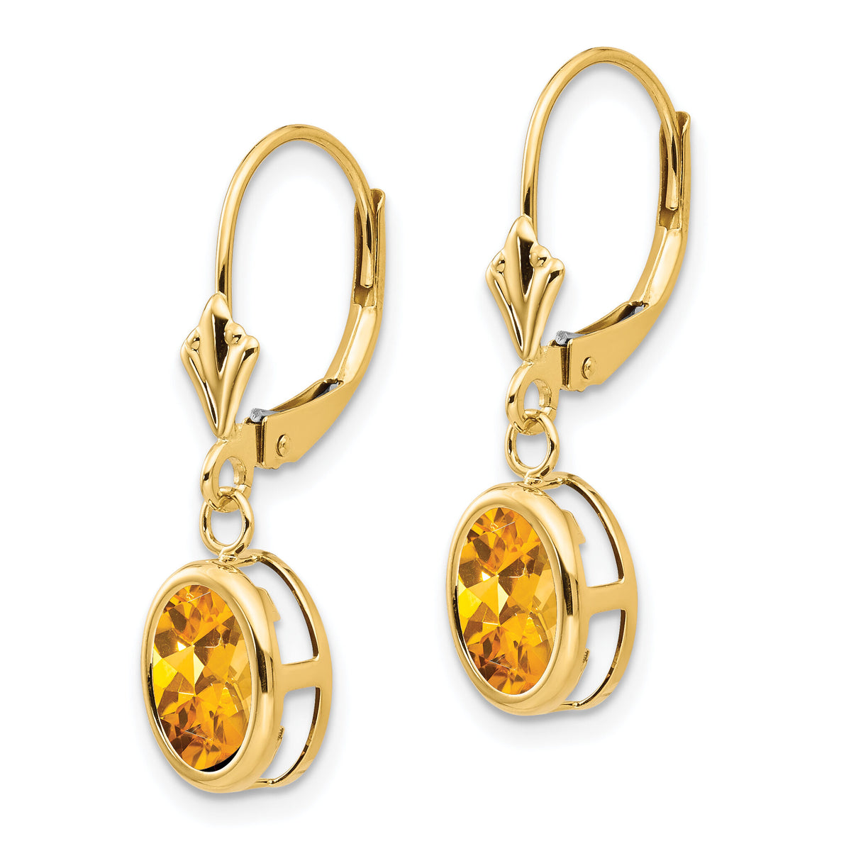 14k 8x6mm Oval Citrine Leverback Earrings-XLB107CI