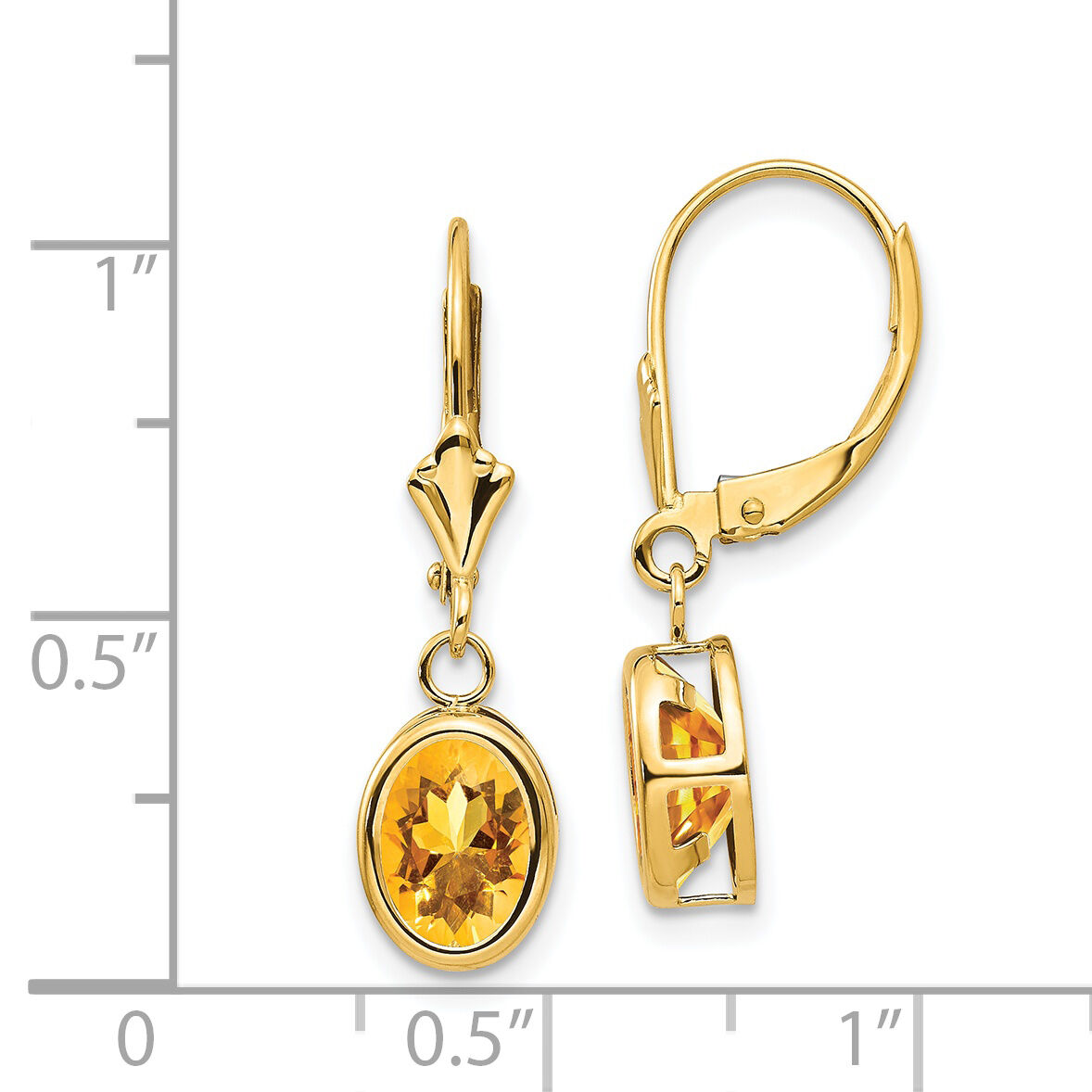 14k 8x6mm Oval Citrine Leverback Earrings-XLB107CI