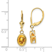 14k 8x6mm Oval Citrine Leverback Earrings-XLB107CI