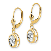 14k 8x6mm Oval Cubic Zirconia Leverback Earrings-XLB107CZ