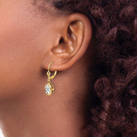 14k 8x6mm Oval Cubic Zirconia Leverback Earrings-XLB107CZ