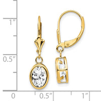 14k 8x6mm Oval Cubic Zirconia Leverback Earrings-XLB107CZ