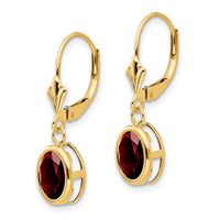 14k 8x6mm Oval Garnet Leverback Earrings-XLB107GA