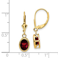 14k 8x6mm Oval Garnet Leverback Earrings-XLB107GA